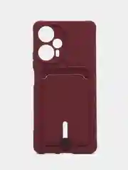 Бордовый чехол Poco F5 / Поко Ф5 силиконовый, с карманом для карты