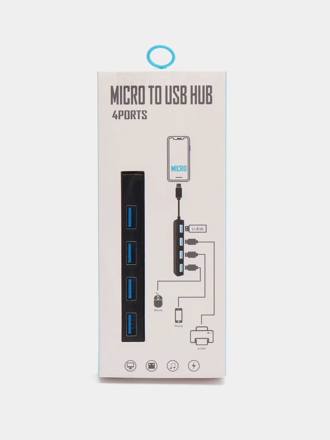 Черный разветвитель универсальный, USB-hub, 4 порта