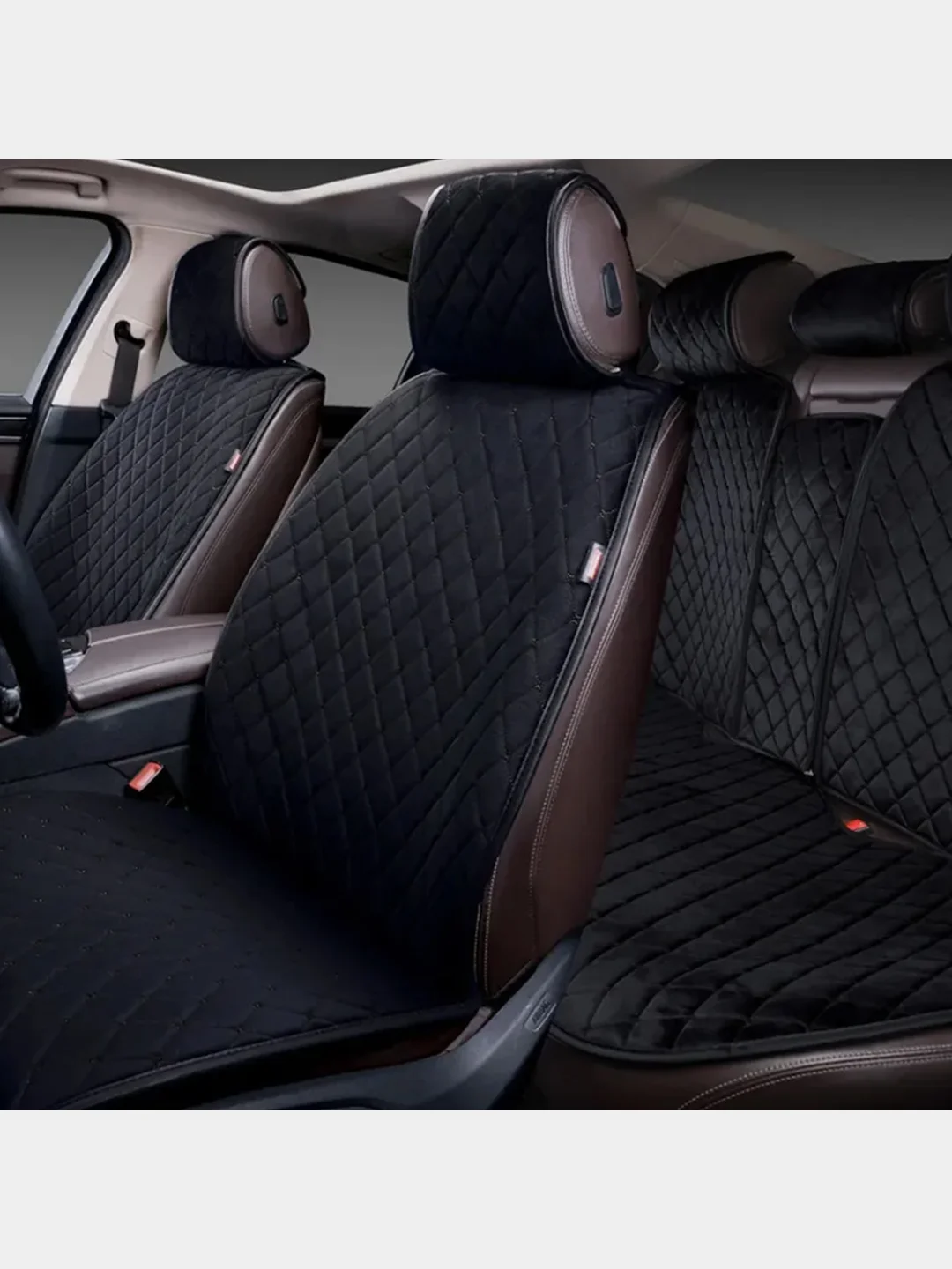 Черный накидки чехлы на сидения универсальные AUTOPREMIER Alcantra Luxe,  из алькантары, комплект
