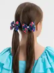 Голубой бантики для волос, бантики на резинке, мелкий горох, цветочный принт, набор бантиков