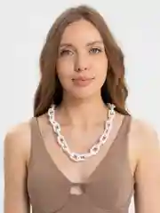 Белый массивная акриловая цепь/Облегченная цепочка унисекс/Двухцветное ожерелье с крупным звеном