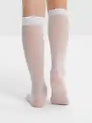 Белый гольфы детские, капроновые, белые, для девочек, с узорами