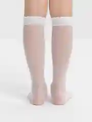 Белый гольфы детские, капроновые, белые, для девочек, с узорами