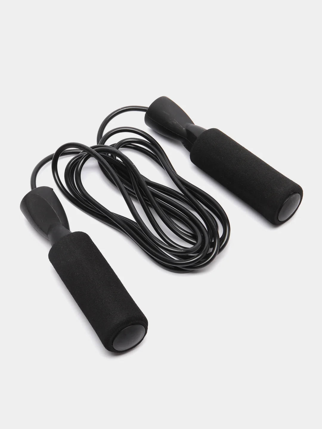 Черный скакалка 0,4см x 2,8м, рукоять 13см
