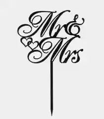 Золотой топпер #Т7 "Mr&Mrs" для свадебного торта из зеркального акрила