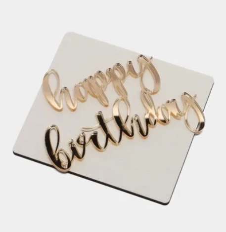 Топпер #Т8 с надписью "Happy Birthday" из толстого акрила для украшения торта