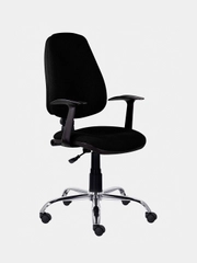 Кресло BRABIX Comfort MG-322, хром, регулируемая эргономичная спинка, ткань, черное 532558