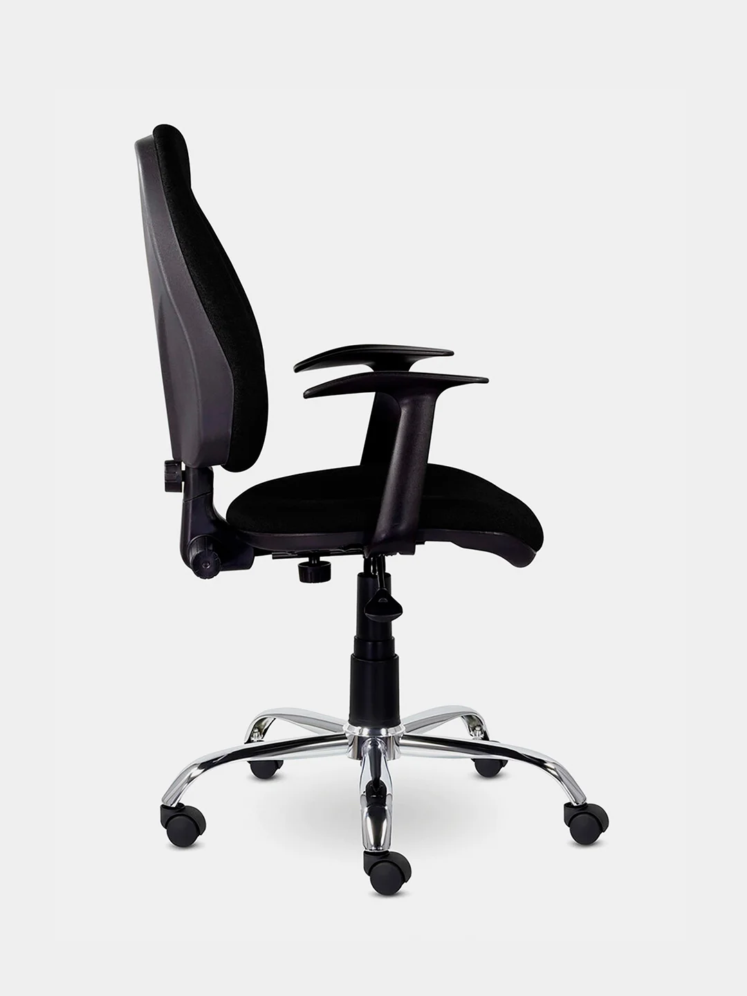Кресло BRABIX Comfort MG-322, хром, регулируемая эргономичная спинка, ткань, черное 532558