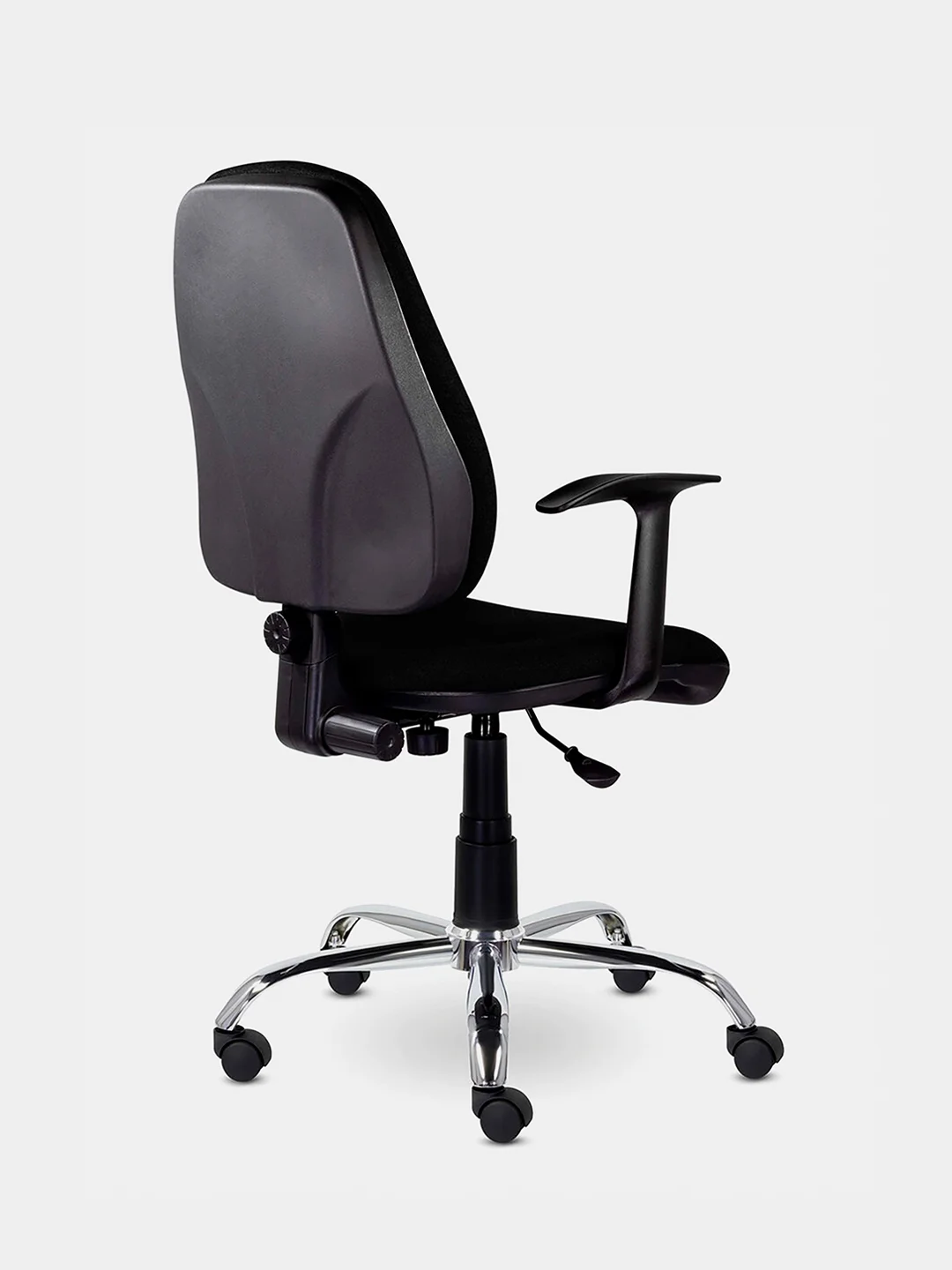 Кресло BRABIX Comfort MG-322, хром, регулируемая эргономичная спинка, ткань, черное 532558