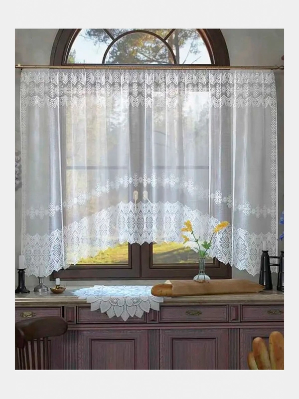 Тюль-арка для кухни, комнаты на шторной ленте 285x165 см