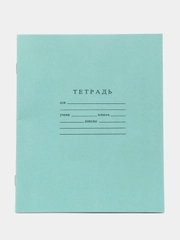 Тетрадь, зелёная обложка, 12 л, в клетку, в линейку