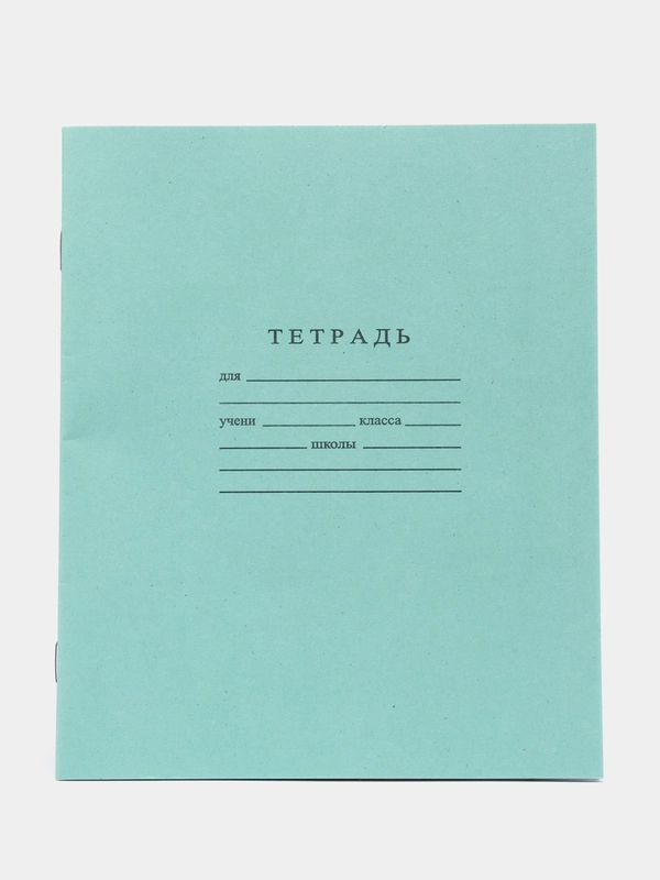 Тетрадь, зелёная обложка, 12 л, в клетку, в линейку