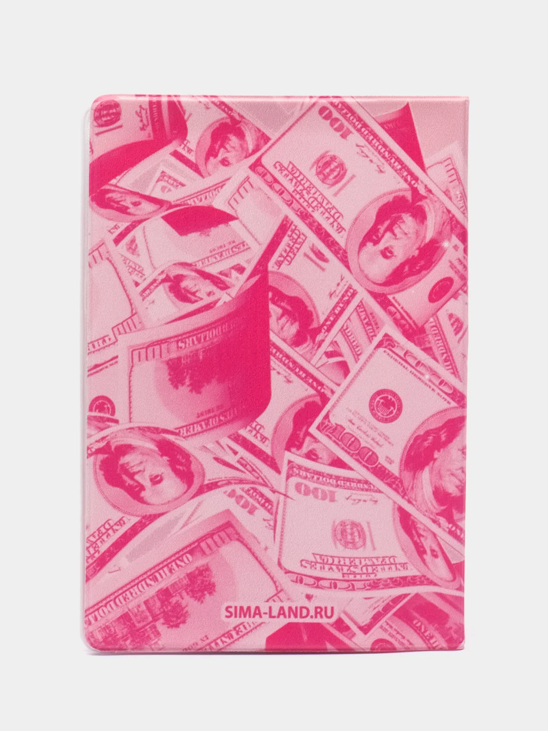 Розовый обложка для паспорта "love money", эко-печать и подложка-пленка вспененная 800 мкм