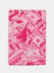 Розовый обложка для паспорта "love money", эко-печать и подложка-пленка вспененная 800 мкм