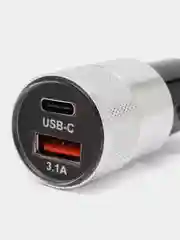 Белый автомобильное зарядное устройство Type-C, USB, 3.1 А, в прикуриватель, с быстрой зарядкой