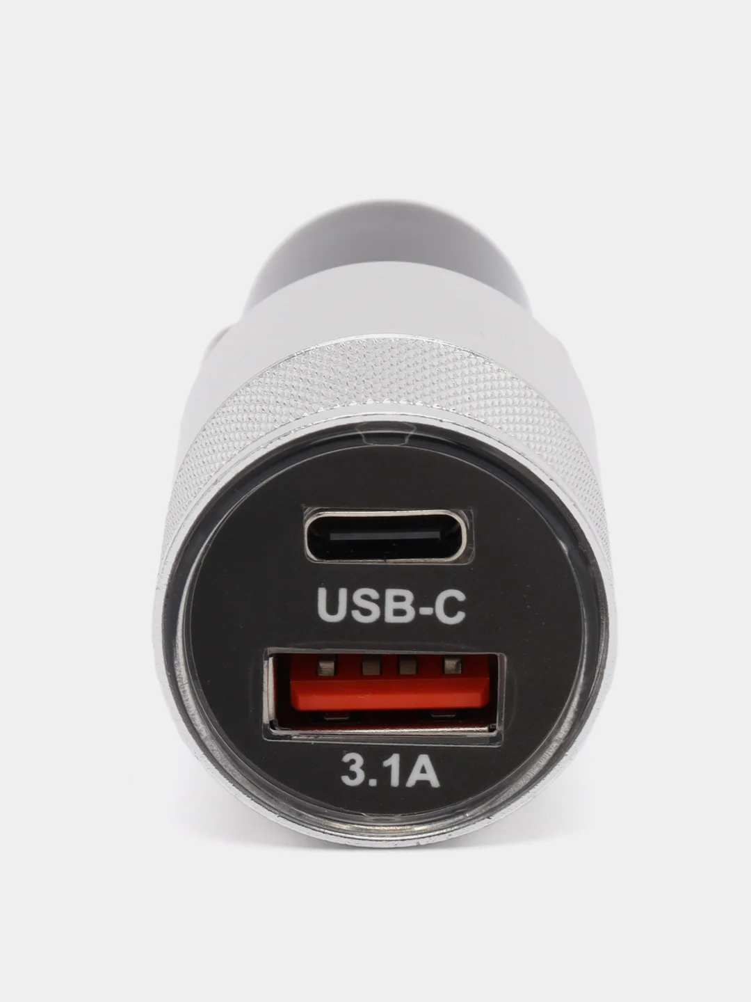 Белый автомобильное зарядное устройство Type-C, USB, 3.1 А, в прикуриватель, с быстрой зарядкой