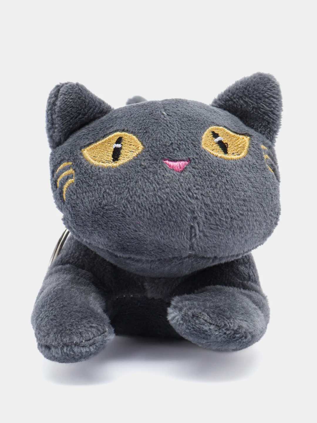 Серый мягкая игрушка-брелок "Кот-батон", длинный, на рюкзак, 15 см