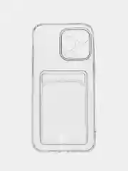 Прозрачный чехол для iPhone 11, 12, 13, 14, силиконовый для смартфона, с картхолдер, карман для карты