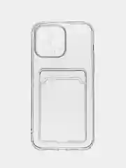 Прозрачный чехол для iPhone 11, 12, 13, 14, силиконовый для смартфона, с картхолдер, карман для карты