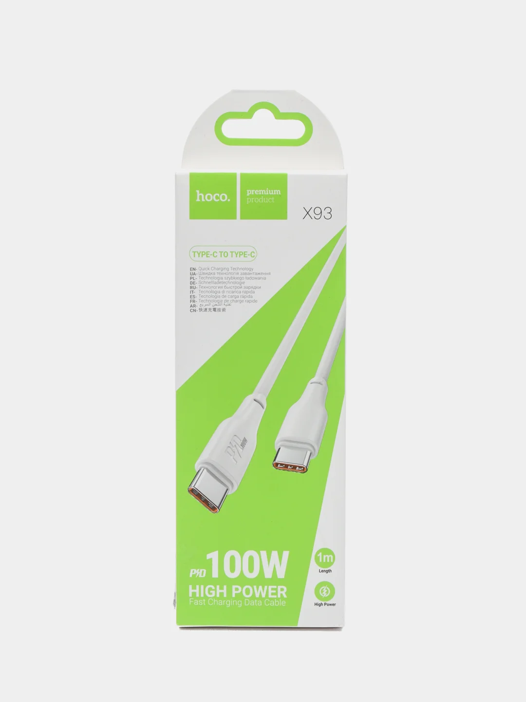 Белый кабель зарядный Hoco X93 Type-C/Type-C (60W/100W/240W), PD 20W, для Android и iMac