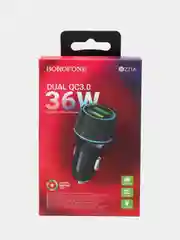 Черный автомобильное зарядное устройство Borofone BZ21, PD30W, QC 3.0, 2 USB