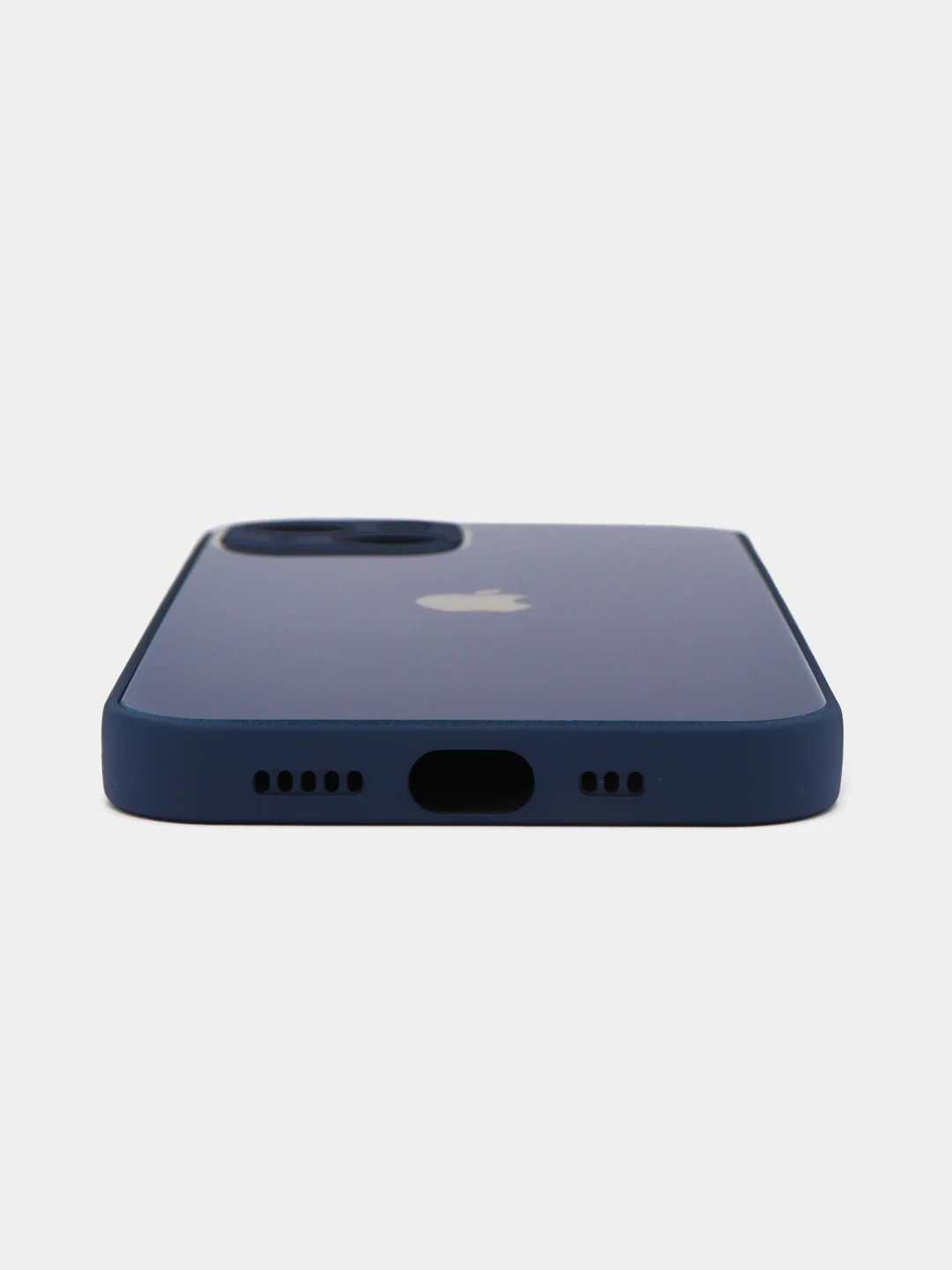 Синий силиконовый чехол на iPhone 13, 13 Pro, 13 Pro Max, со стеклянной панелью
