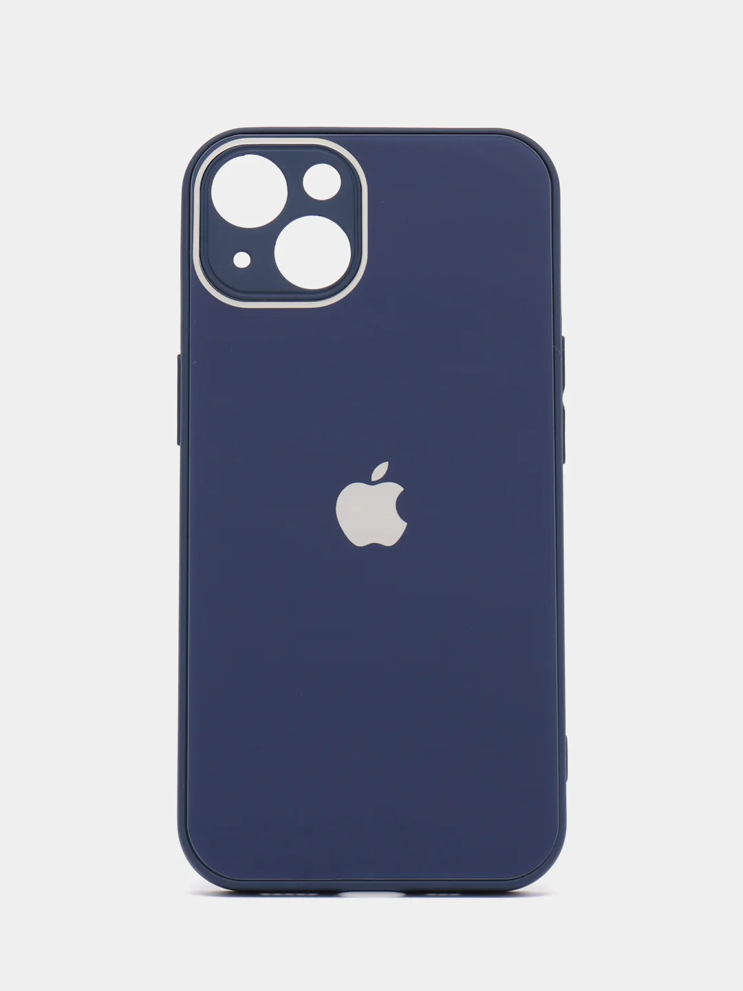Синий силиконовый чехол на iPhone 13, 13 Pro, 13 Pro Max, со стеклянной панелью