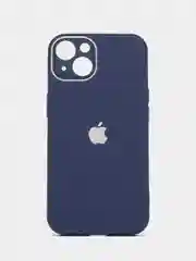 Синий силиконовый чехол на iPhone 13, 13 Pro, 13 Pro Max, со стеклянной панелью