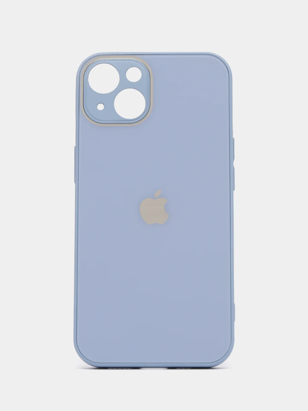 Светло-синий силиконовый чехол на iPhone 13, 13 Pro, 13 Pro Max, со стеклянной панелью