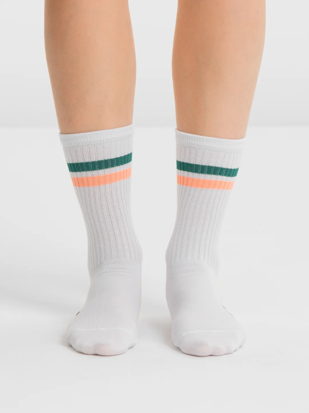 Носки Nicenonice Lite "Две полосы: 10510 Green-Peach"