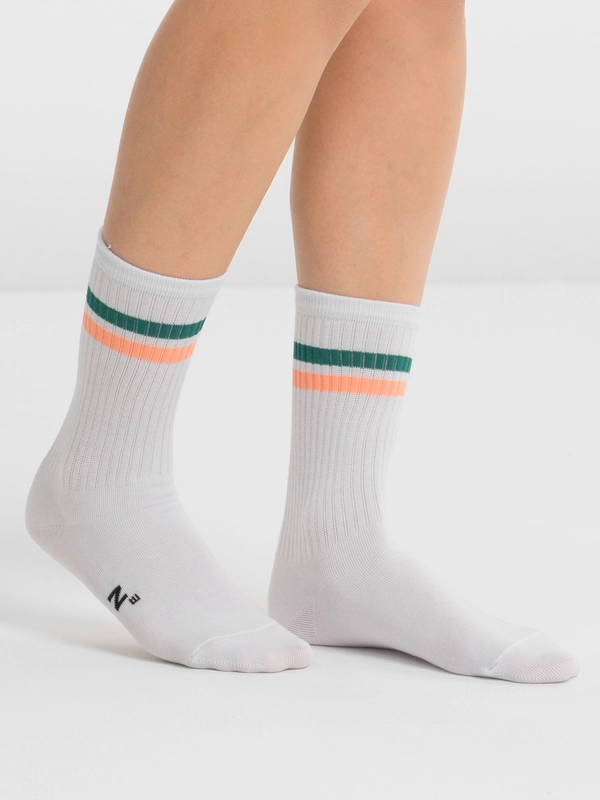 Носки Nicenonice Lite "Две полосы: 10510 Green-Peach"