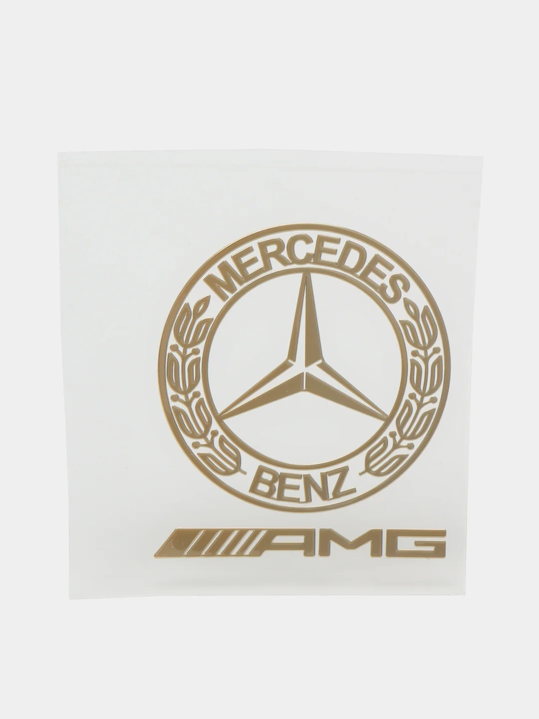Золотой металлическая наклейка-стикер "Mercedes AMG" на телефон / авто