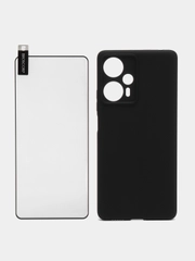 Чехол + стекло для Xiaomi Poco F5, Redmi Note 12 Turbo силиконовый BROSCORP матовый тонкий