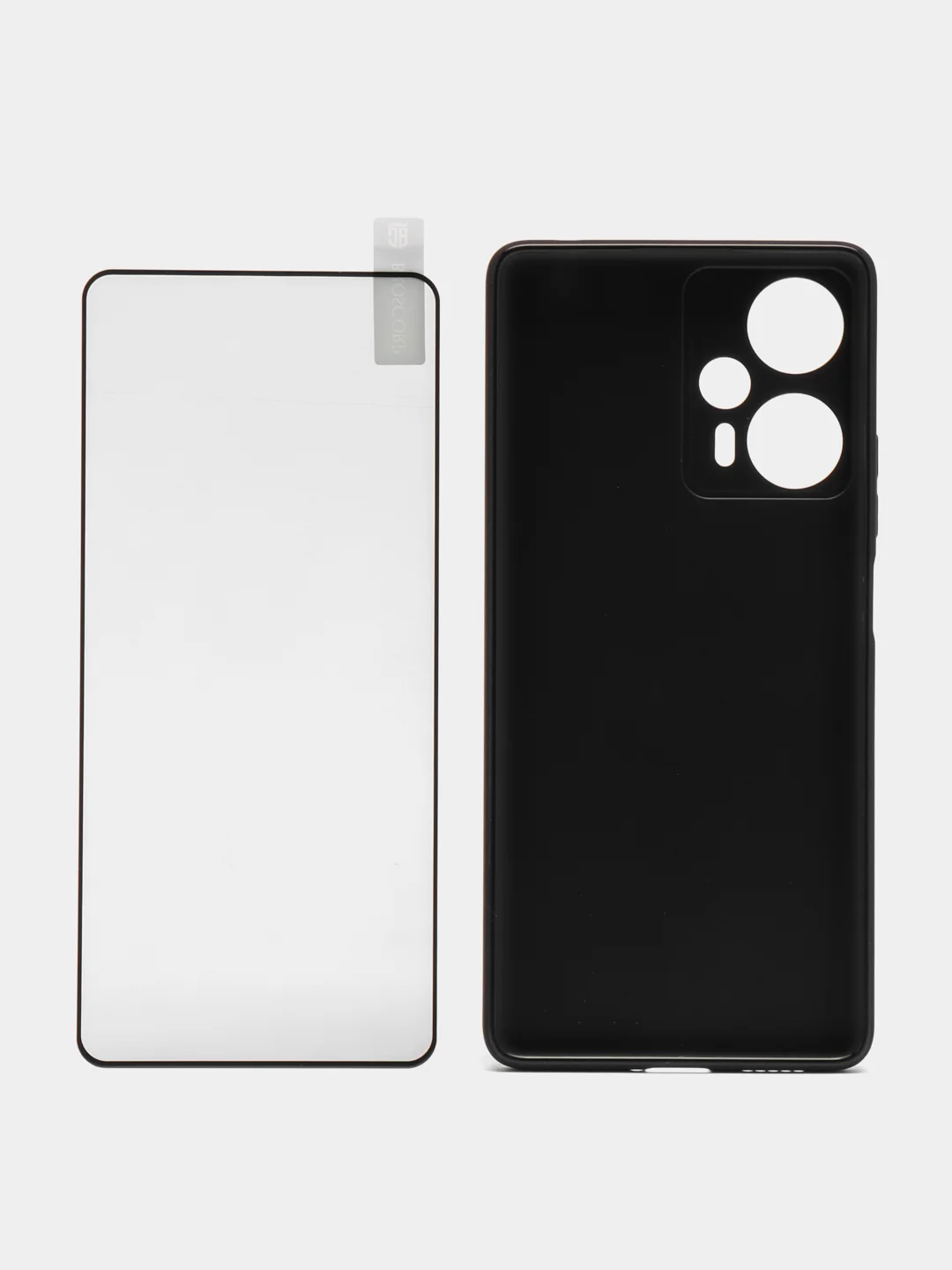 Черный чехол + стекло для Xiaomi Poco F5, Redmi Note 12 Turbo силиконовый BROSCORP матовый тонкий