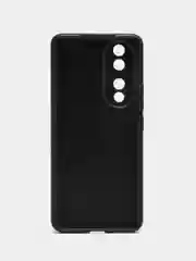 Черный чехол для Honor 90 силиконовый BROSCORP  матовый тонкий, с бортиком, защитой вокруг камер