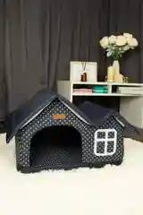 Коричневый домик для кошек и собак мелких пород 50х35х30 см LOORI дом со съемной крышей и подушкой