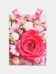 Бежевый пакет бумажный, 14,8*10,9*5,8 см, Цветы