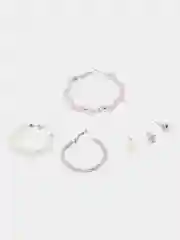 Серебряный набор женских сережек, с жемчугом, длинные, вечерние, кисточки, 6 пар
