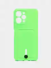 Салатовый чехол Xiaomi Redmi 12 / Сяоми Редми 12, силиконовый с карманом для карты
