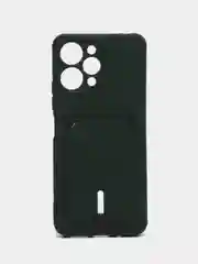 Тёмно-зелёный чехол Xiaomi Redmi 12 / Сяоми Редми 12, силиконовый с карманом для карты