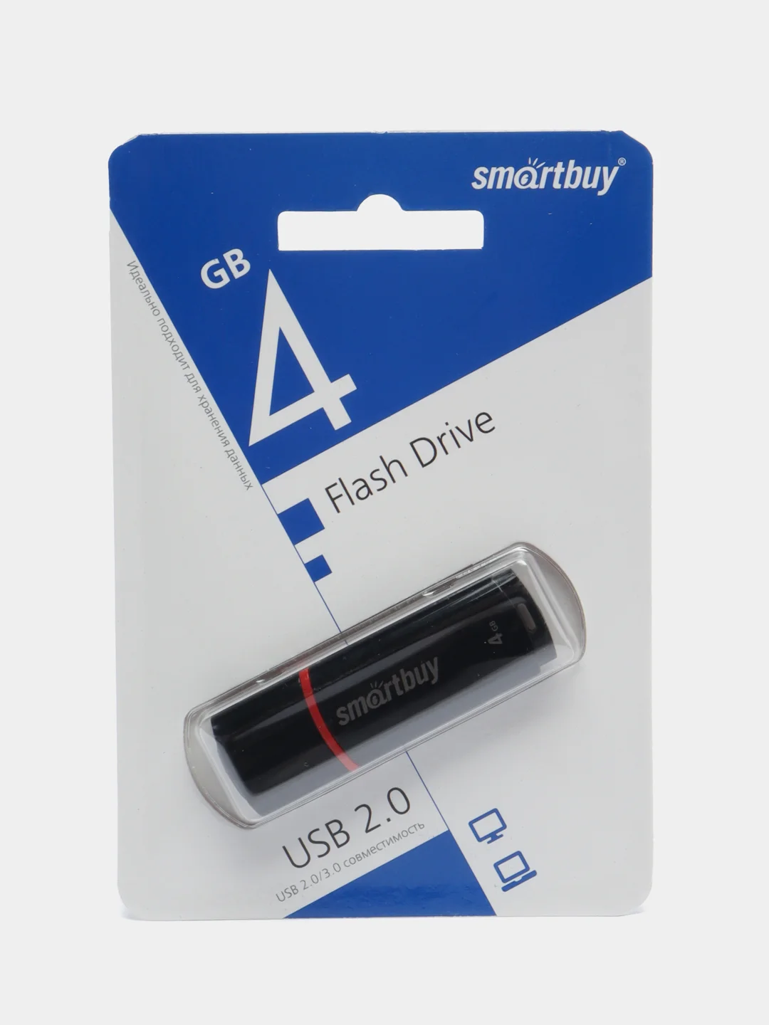 Флешка накопитель для компьютера 4 Gb, Smartbuy Crown, Usb 2.0, черный, 512763