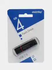 Флешка накопитель для компьютера 4 Gb, Smartbuy Crown, Usb 2.0, черный, 512763
