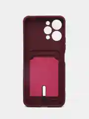 Бордовый чехол Xiaomi Redmi 12 / Сяоми Редми 12, силиконовый с карманом для карты