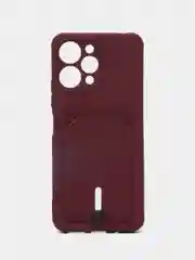 Бордовый чехол Xiaomi Redmi 12 / Сяоми Редми 12, силиконовый с карманом для карты