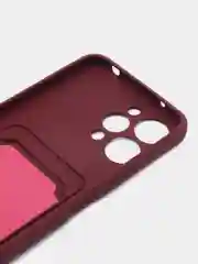 Бордовый чехол Xiaomi Redmi 12 / Сяоми Редми 12, силиконовый с карманом для карты