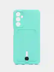 Бирюзовый чехол Samsung Galaxy A24 / Самсунг Галакси А24, силиконовый, с карманом для карты