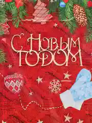 Алый пакет подарочный, новогодний "С новым годом!"20 х 30 см