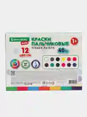 Пальчиковые краски для малышей от 1 года, Классика, 12 цветов по 40 мл, Brauberg, 192397