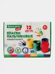 Пальчиковые краски для малышей от 1 года, Классика, 12 цветов по 40 мл, Brauberg, 192397