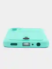Бирюзовый чехол Samsung Galaxy A24 / Самсунг Галакси А24, силиконовый, с карманом для карты